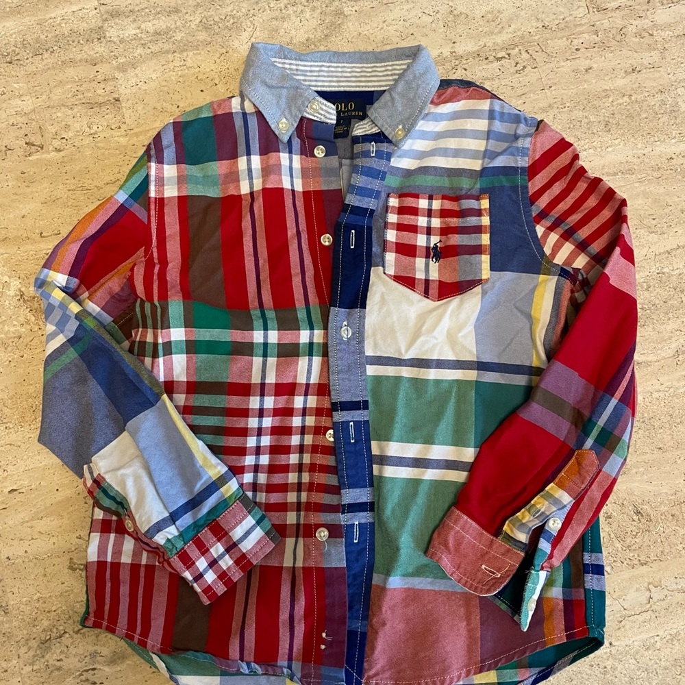 Polo Ralph Lauren Kid’s Colorful Plaid Button-Up Cotton Oxford Shirt